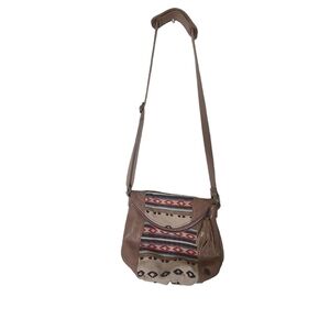 The Sak Brown and Red Leather Crossbody Bag